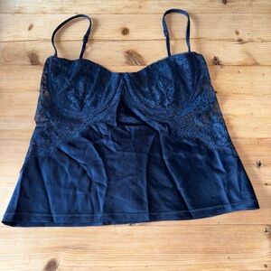 House of CB Navy Lace Detail Top